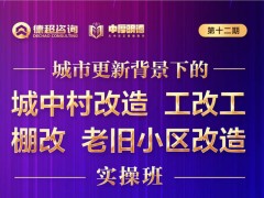 城市更新戰(zhàn)略實(shí)操班之城中村改造、工改共、棚改、老舊小區(qū)改造課題開課安排